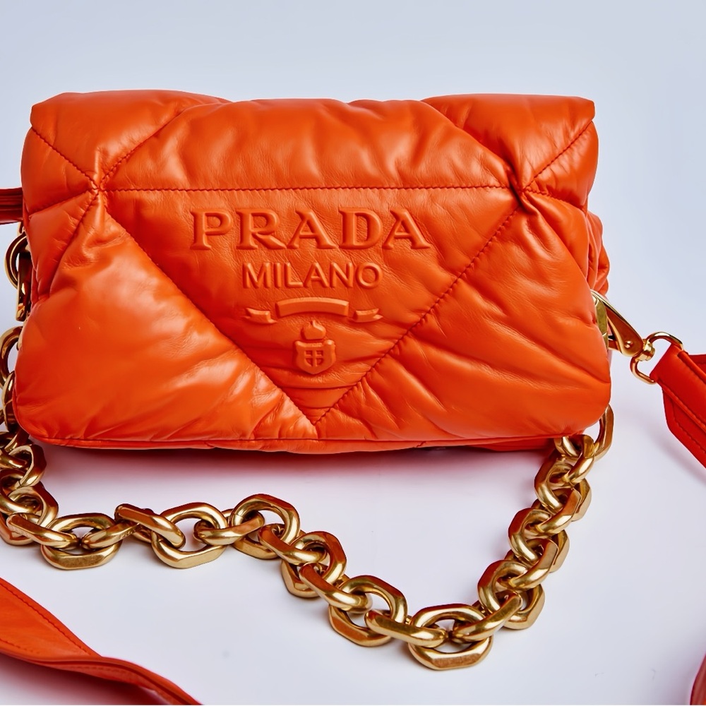 Prada Quilted Nappa Leather Shoulder Bag with Gold chain - Picture 3 of 12